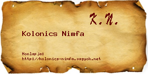 Kolonics Nimfa névjegykártya